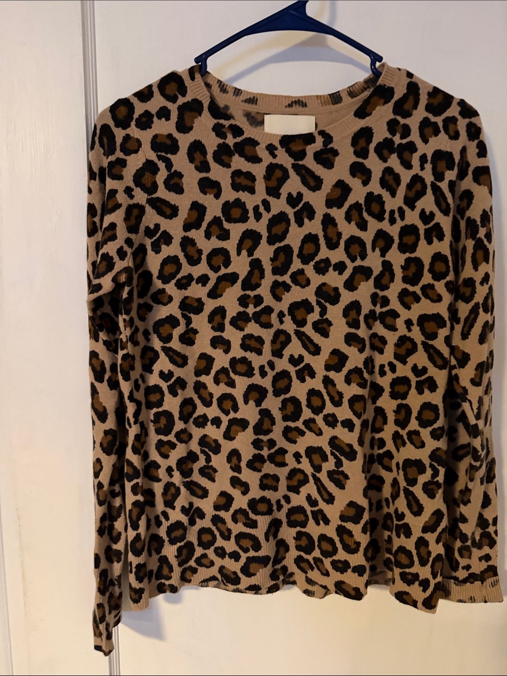 Cynthia Rowley Leopard Print Long-Sleeve Sweater in Tan, Black & Brown